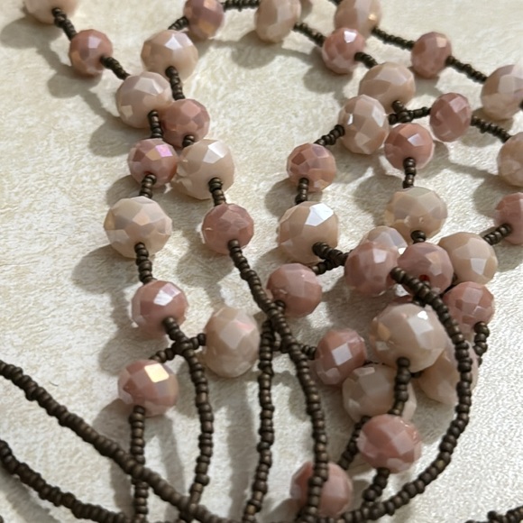 Pink AB Faceted Beads with Bronze Seed Beads Necklace and Earrings Set - Picture 4 of 6